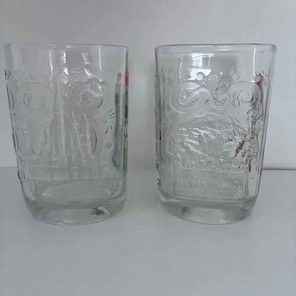 Set of 2 Vintage Disney Millenium 2000 Walt Disney World Commemorative Glasses